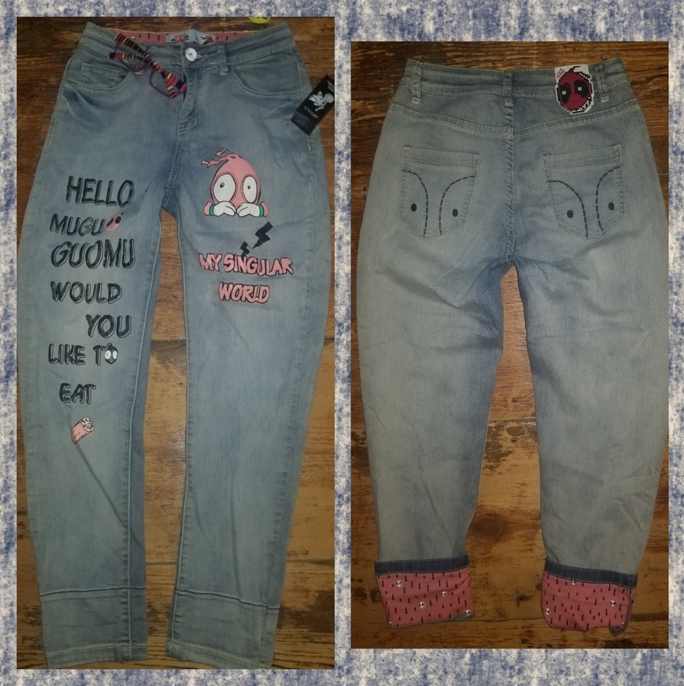 SOLD🌈 Asian MUGUOGUOMU Krazy kute KAWAII jeans - Picture 4 of 8